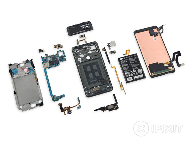 Das Google Pixel 2 XL in seinen Einzelteilen