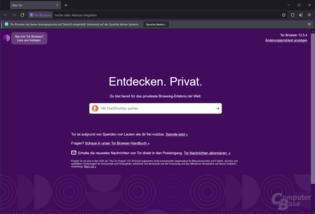 Tor Browser – Oberfläche