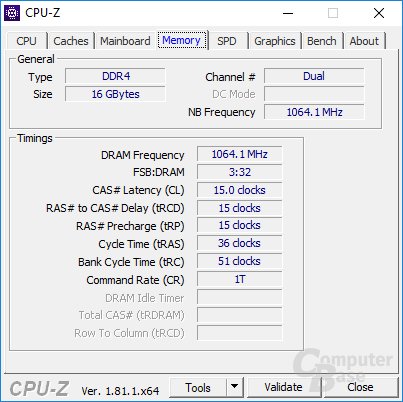 CPU-Z: RAM-Takt und -Timings im Dual-Channel-Modus