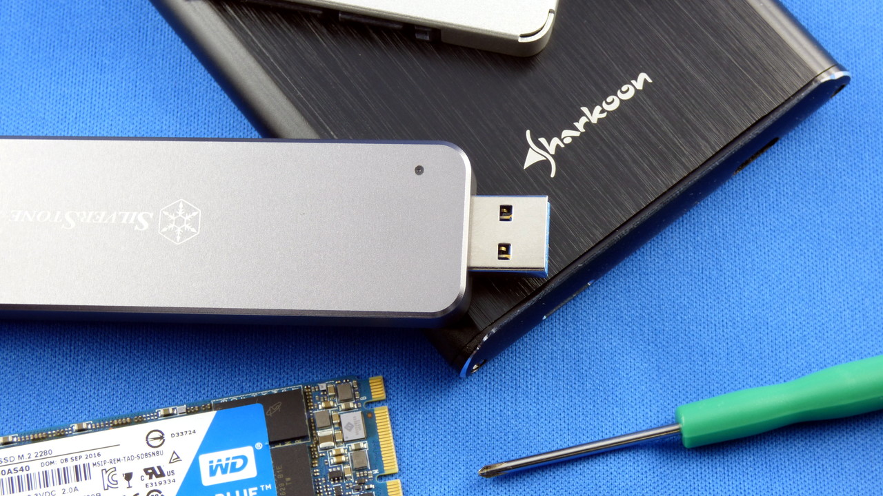 USB-SSD-Gehäuse im Test: Silverstone und Sharkoon mit USB 3.1 für M.2 und 2,5"