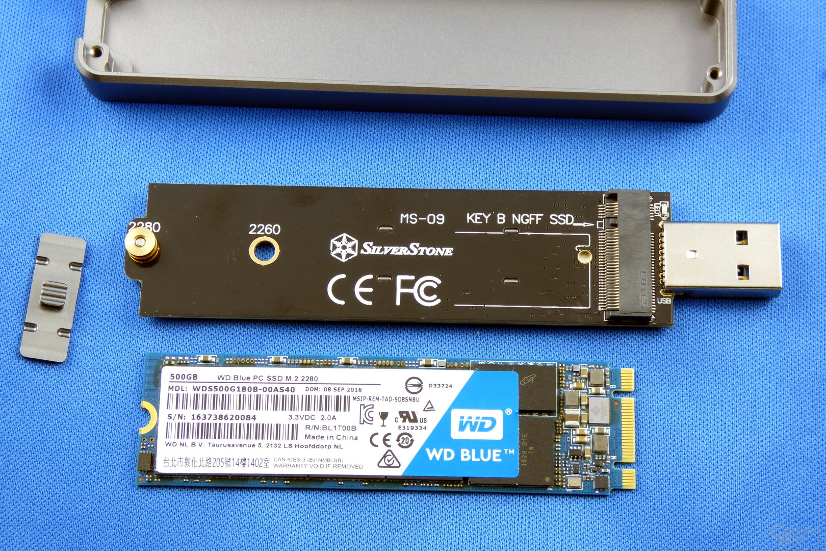 SilverStone MS09: Unterstützt werden M.2-SSDs mit 60 oder 80 mm Länge