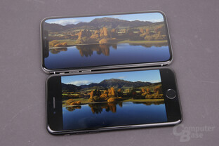 iPhone X mit Zoom und iPhone 7 in 16:9