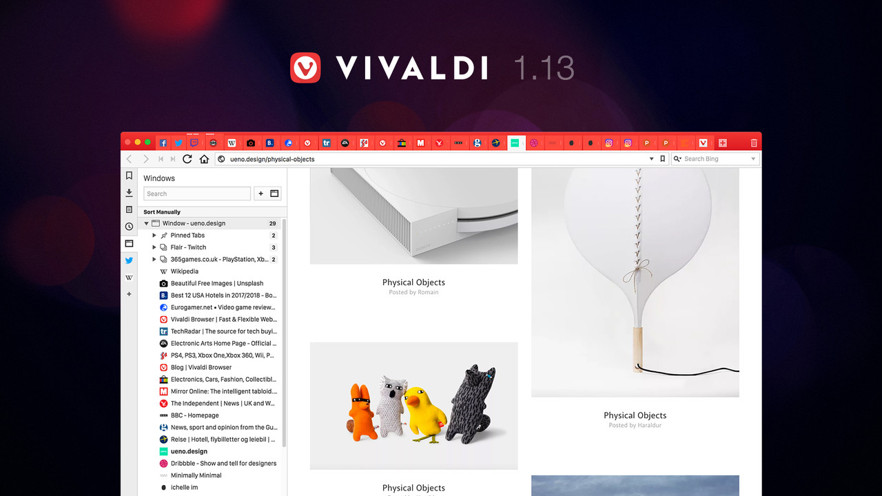 Browser: Vivaldi 1.13 sortiert, stapelt und schläfert Tabs ein