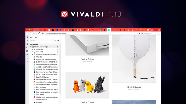 Browser: Vivaldi 1.13 sortiert, stapelt und schläfert Tabs ein