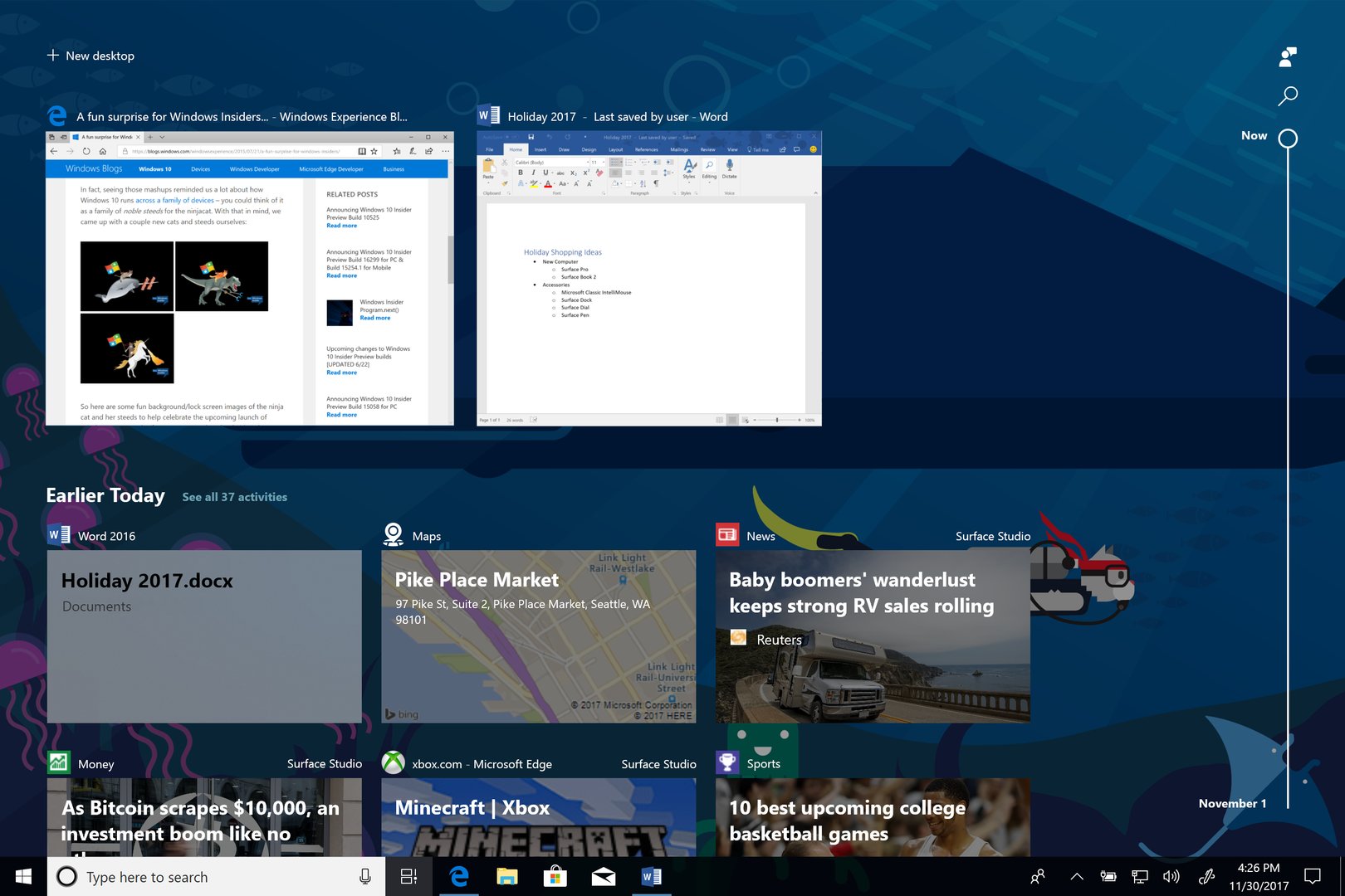 Timeline für Windows 10 – Geräteübergreifende Übersicht über Aktivitäten