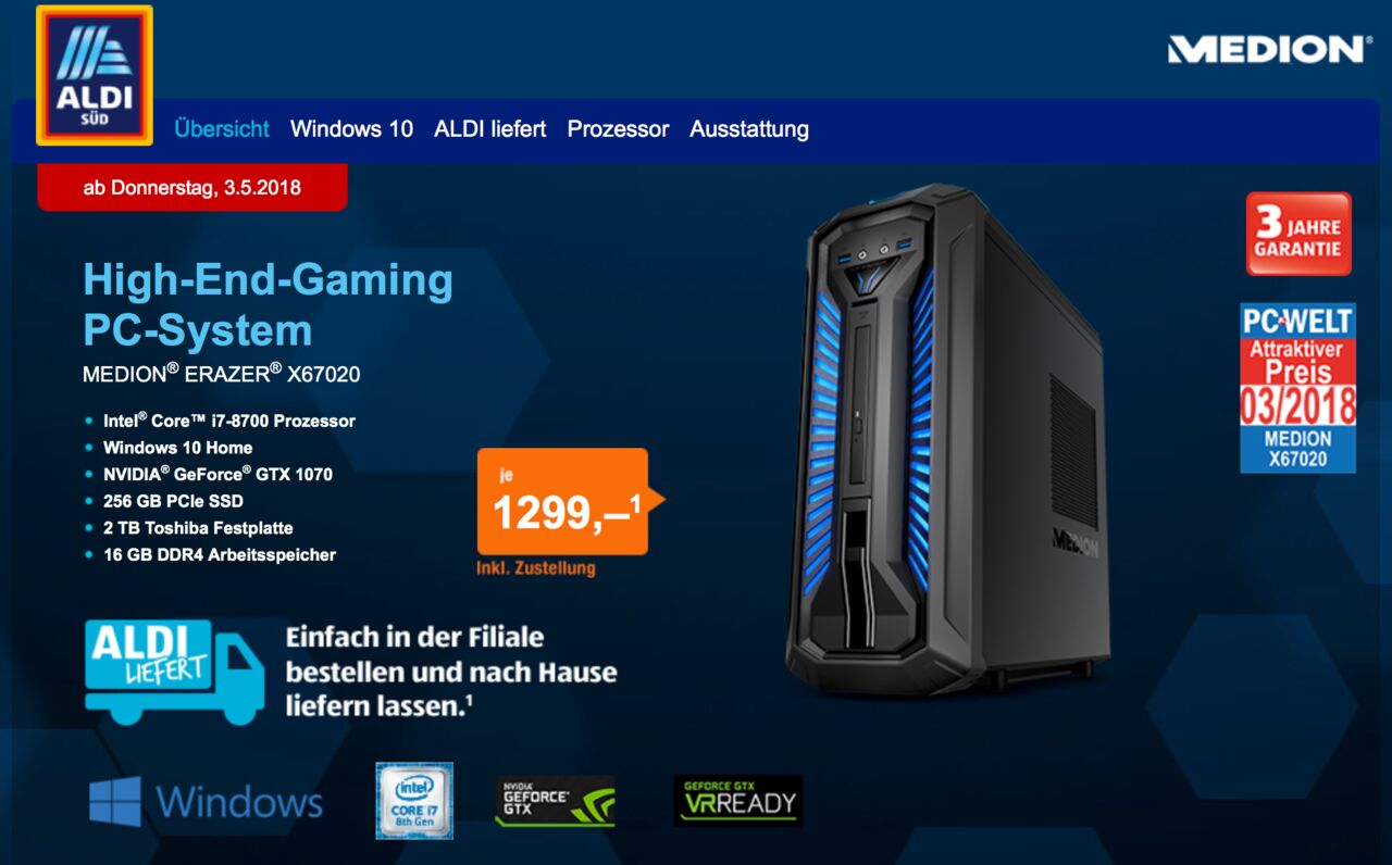 AldiGamingPC Medion Erazer X67020 im Test ComputerBase