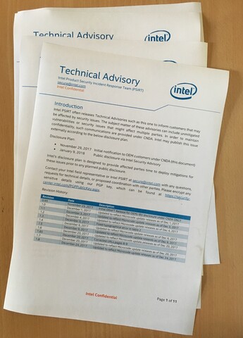 Intel-Empfehlungen zu Meltdown/Spectre