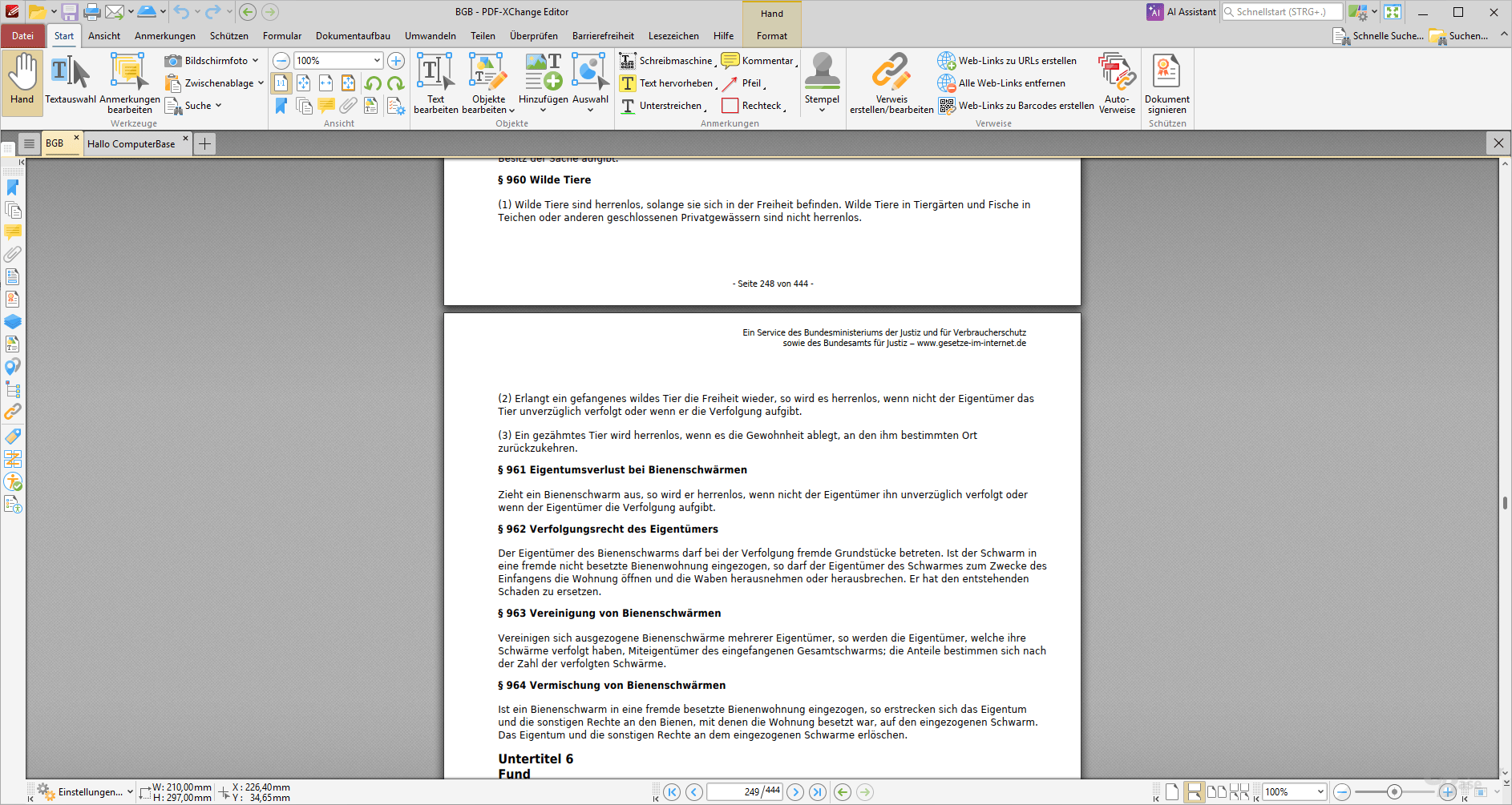 PDF-XChange Editor – Oberfläche (Hell)