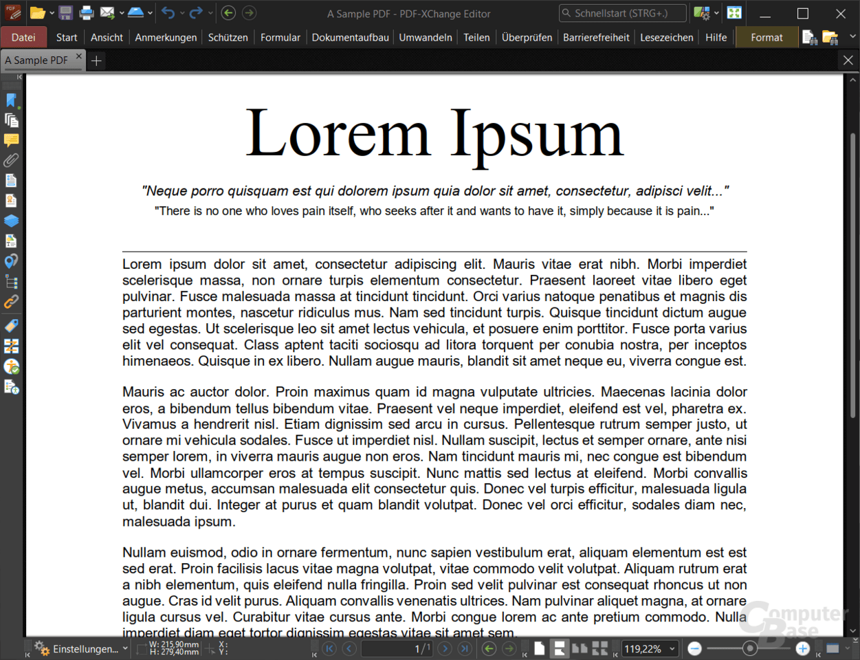 PDF-XChange Editor – Oberfläche (Dunkel)