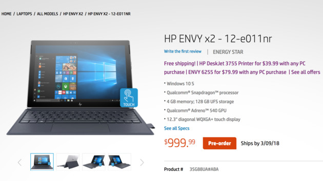 Jetzt verfügbar: HP Envy x2 mit Snapdragon 835 und Windows 10 für $1000