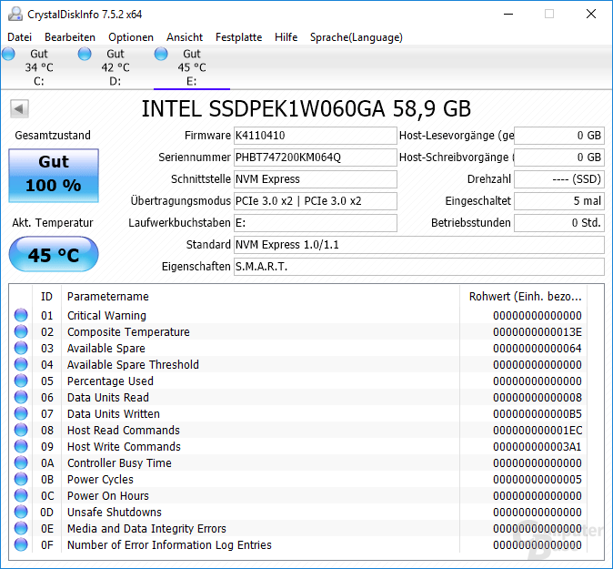 Informationen zur Intel Optane 800P mit 58 GB