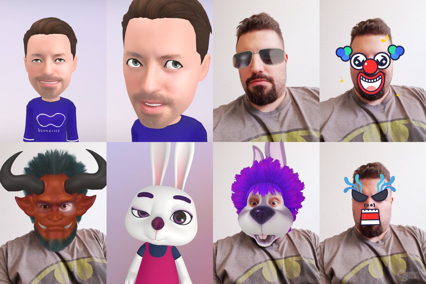 Beispiel für AR Emoji und verschiedene Masken
