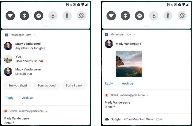 Messaging-Benachrichtigungen unter Android P