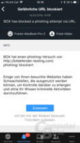 Bitdefender Box: Geblockter Phishing-Test