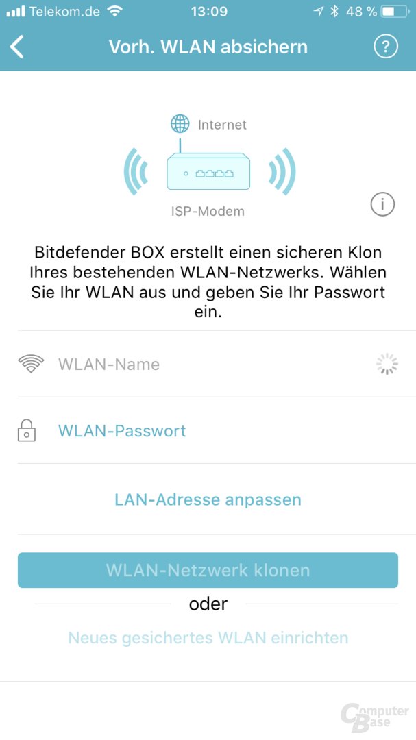 Einrichtung der Bitdefender Box