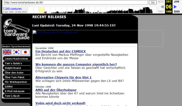 tomshardware.de im Dezember 1998