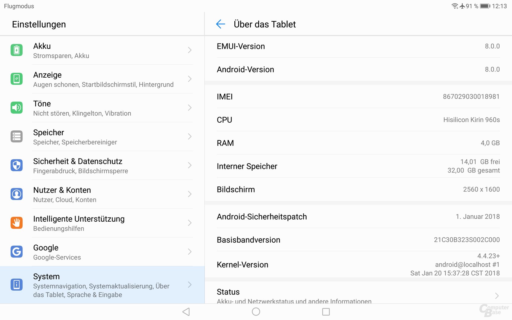 Android 8 samt Patches vom Januar 2018