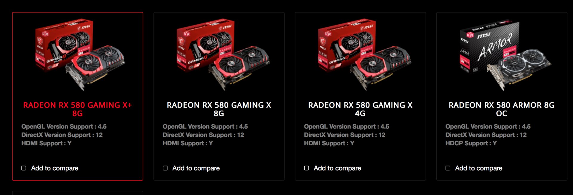 Stimmt nicht: MSI listet weiterhin Radeon RX 580 der „Gaming“-Serie