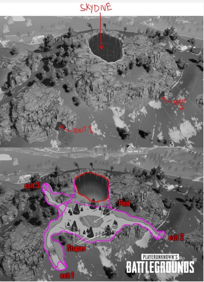 Die kommende PUBG-Map Savage soll eine Höhle mit direktem Zugang aus der Luft bieten