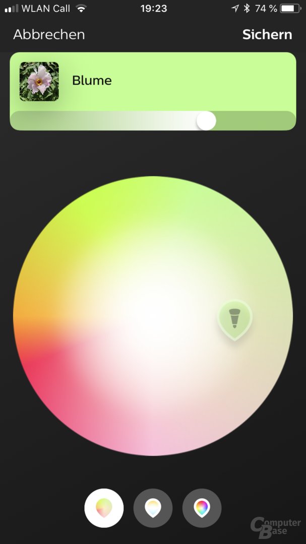 Automatische Farbwahl einer neuen Szene in der Hue-App 3.0