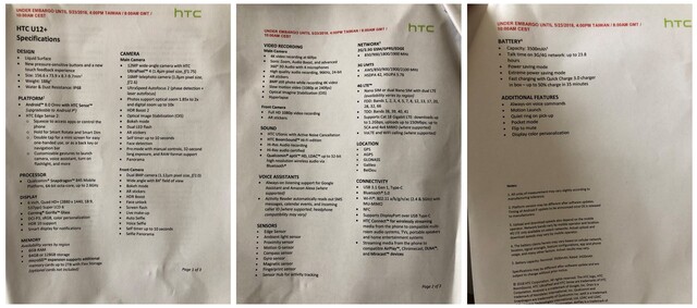 HTC U12+ Spezifikationen