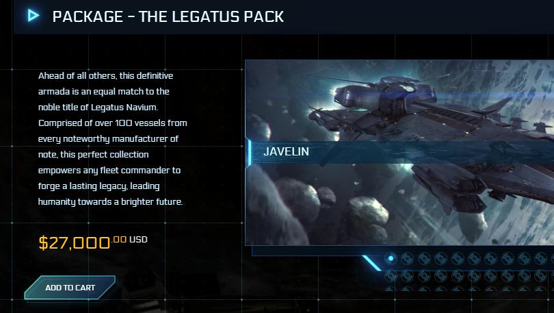 Star Citizen Legatus Pack mit 117 Schiffen für 27.000 US