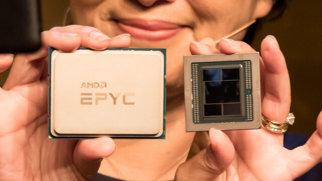 Lisa Su mit Epyc 2 und Vega 20