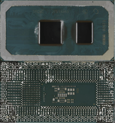 Intel Core i3-8121U Cannon Lake von oben und unten