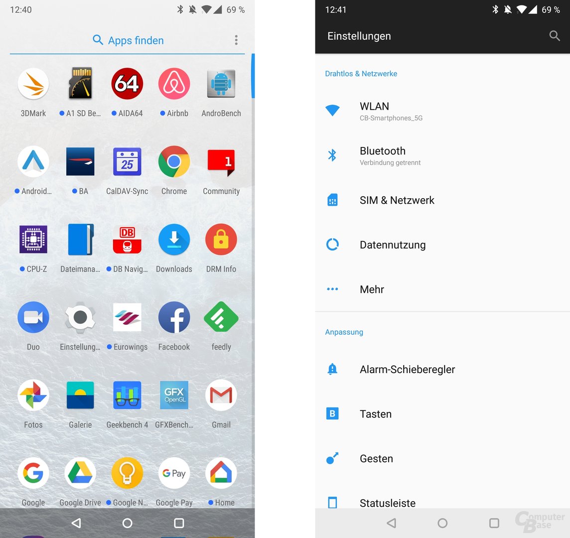 App-Drawer und Einstellungen im Stile von Stock-Android
