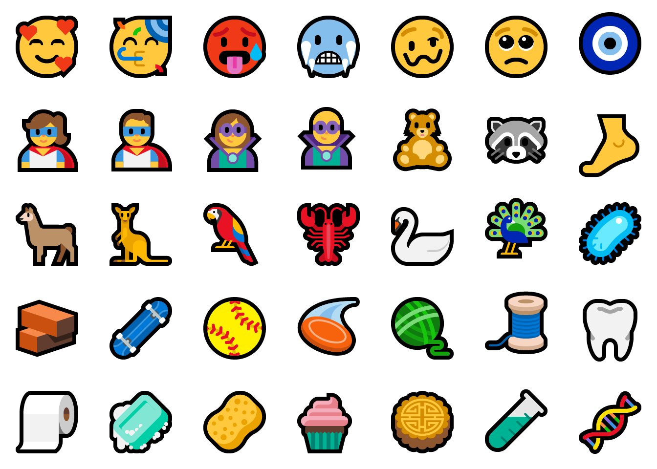 Beispiel für neue Emoji in Build 17723 und 18204