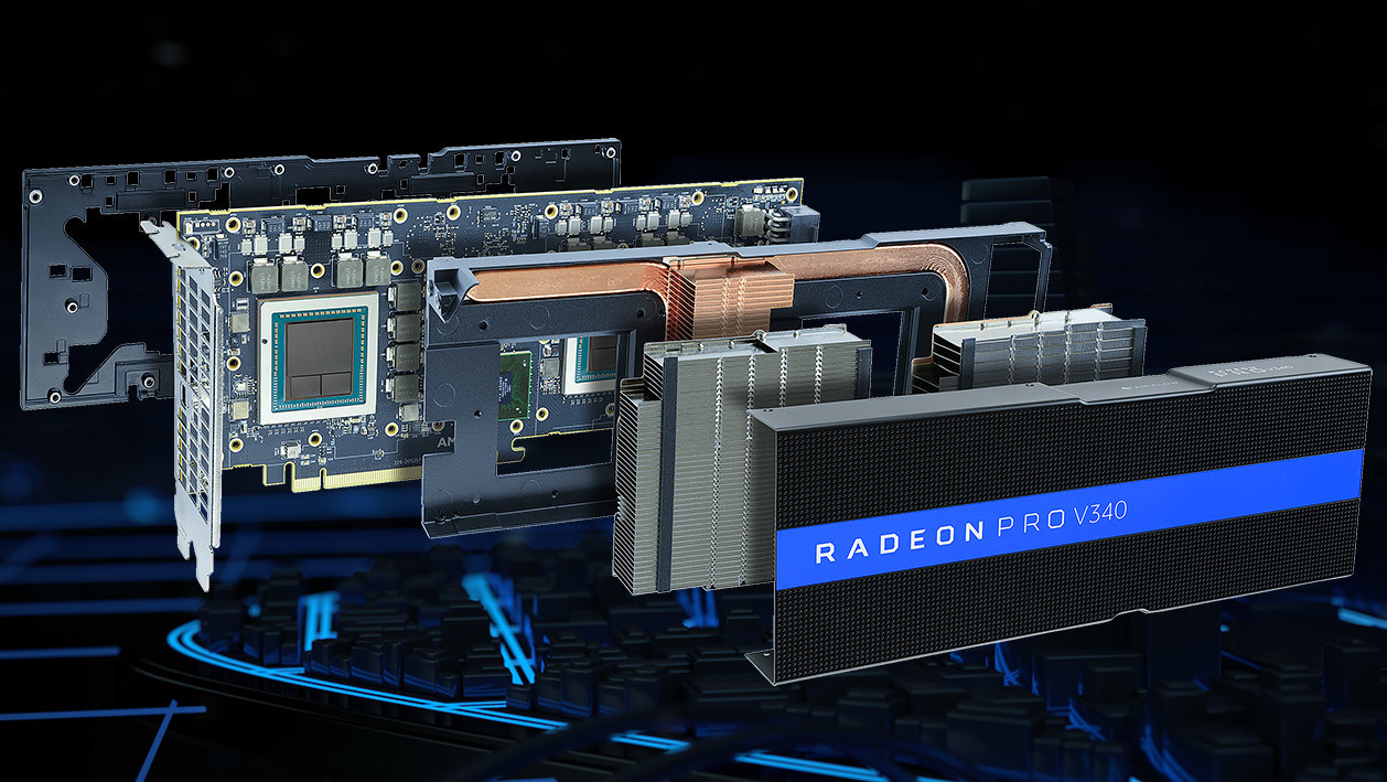 AMD Radeon Pro V340: Eine Grafikkarte mit zwei Vega-GPUs für 32 Anwender