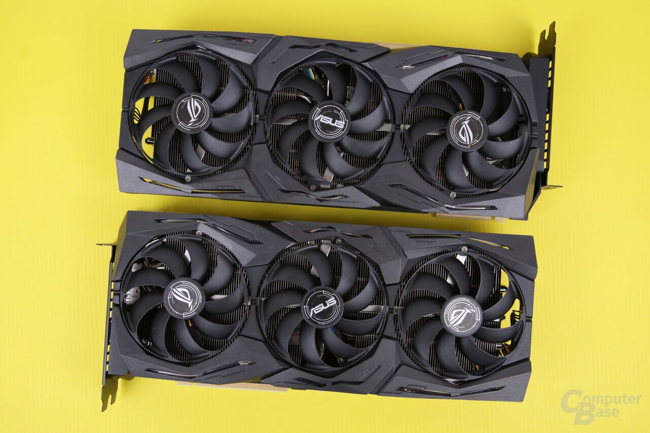 Asus GeForce RTX 2080 Strix OC: Ti oben, None-Ti unten