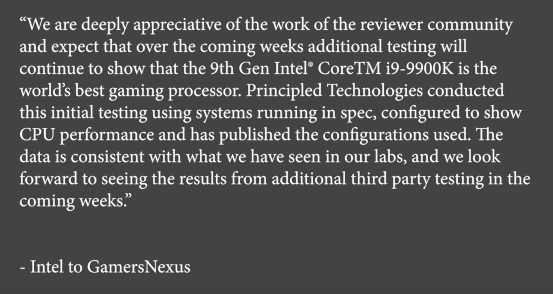 Intels erste öffentliche Stellungnahme