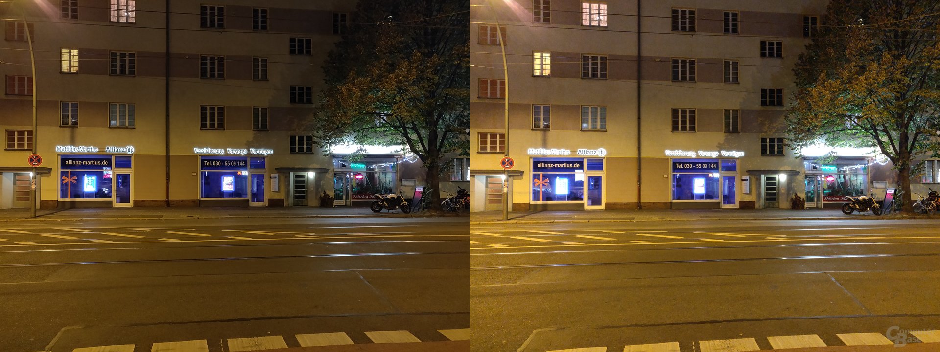 OnePlus 6T ohne (l.) und mit Nachtmodus (r.)
