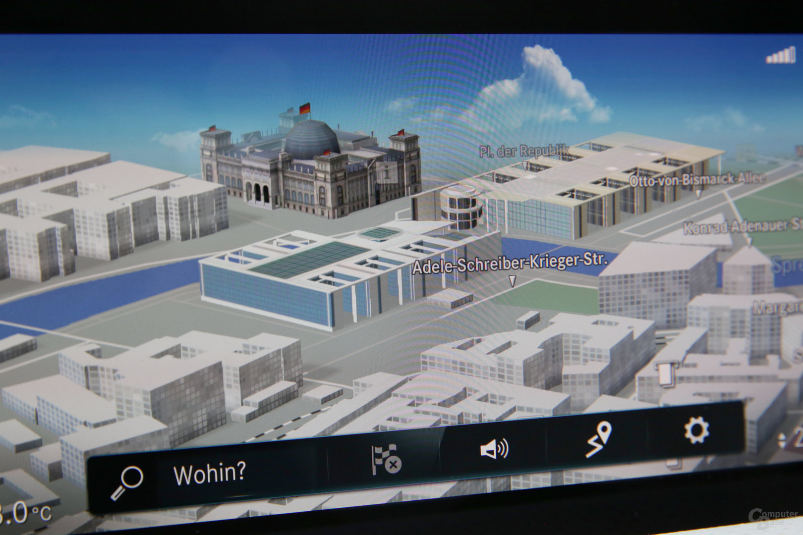 Navigation auf hoher Zoomstufe mit 3D-Gebäuden