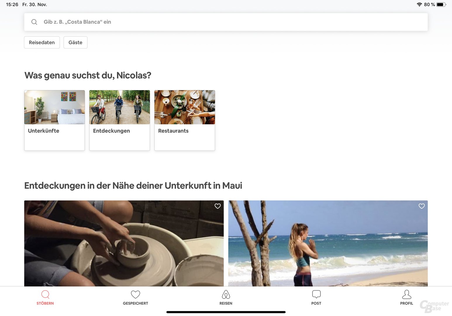 Beispiel für angepasste App: Airbnb