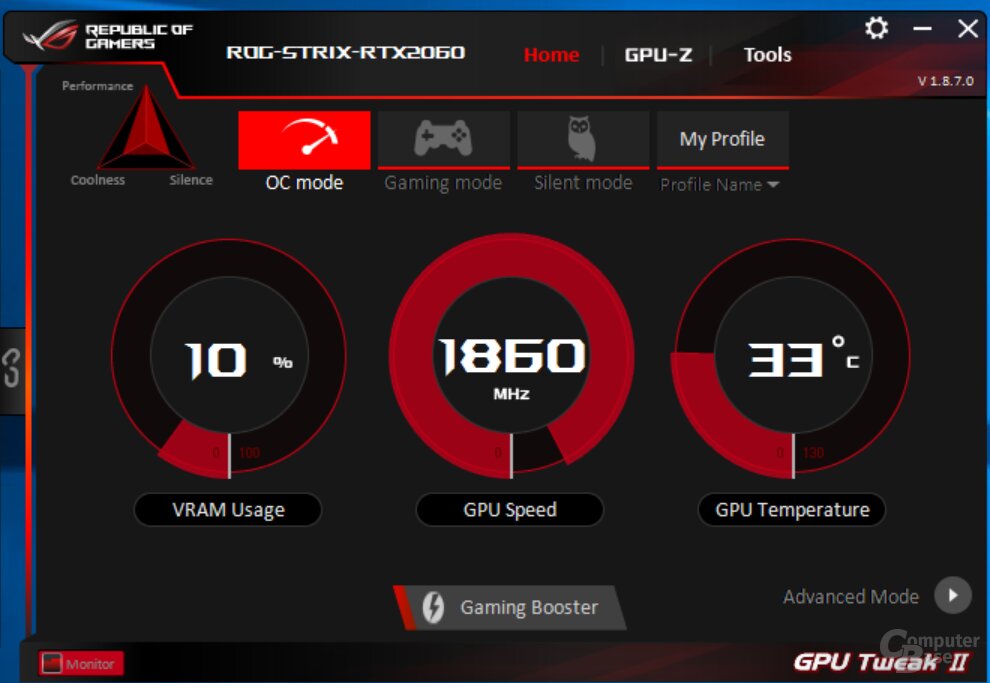 GPU-Tweak II und Aura Sync auf der GeForce RTX 2060 Strix OC
