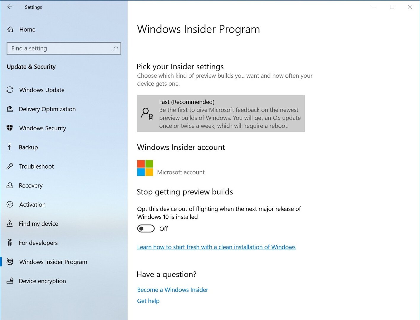 Windows Insider Übersicht