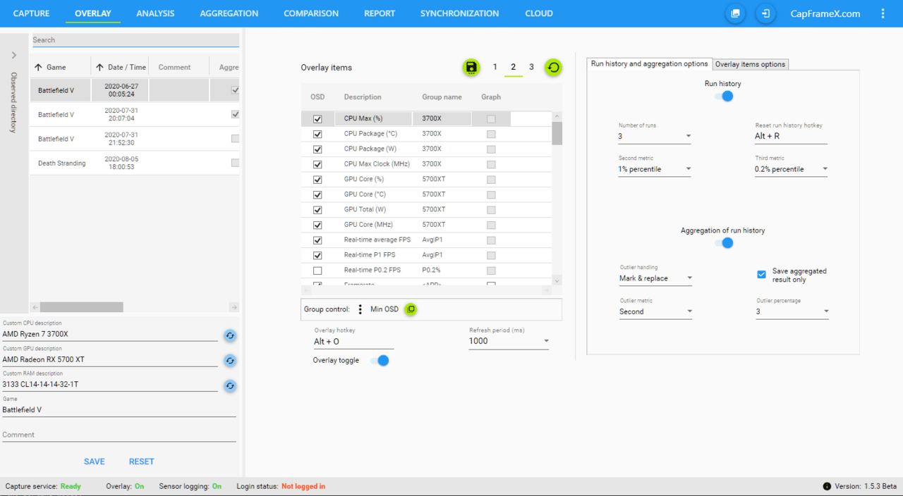 CapFrameX – Overlay (Bild: CapFrameX)