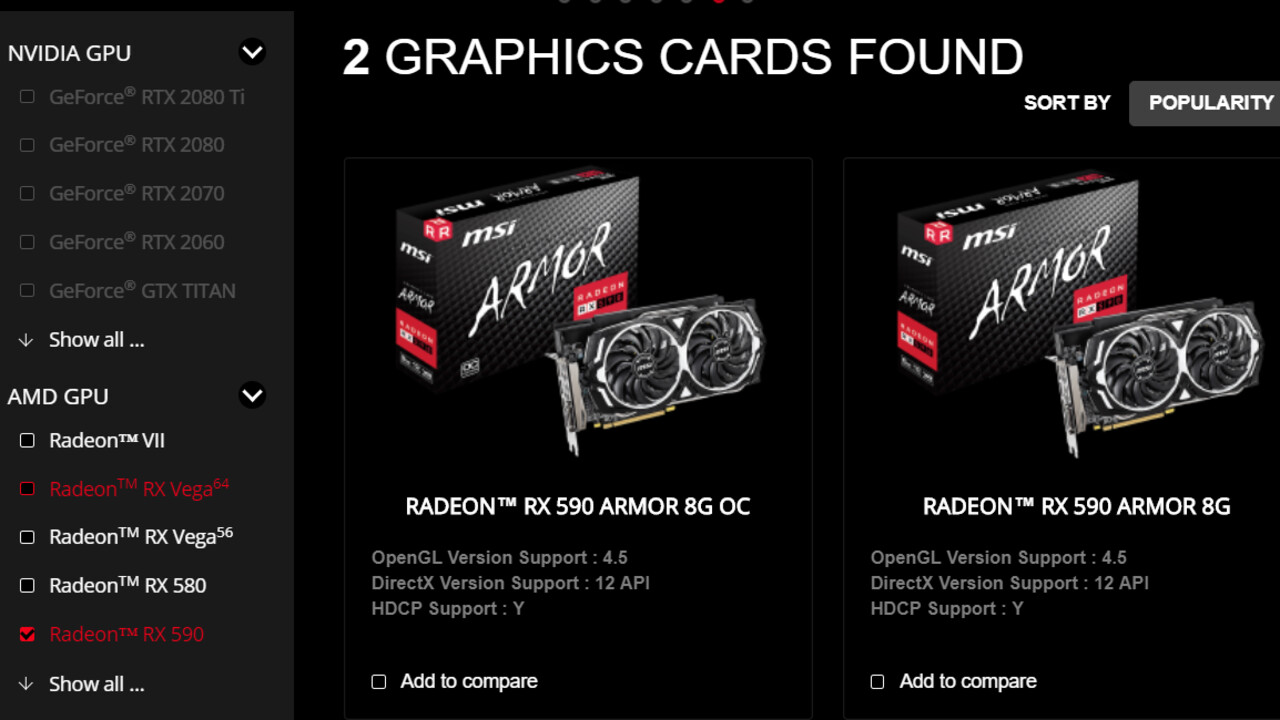 Grafikkarten: MSI bringt Radeon RX 590 mit und ohne OC erst jetzt