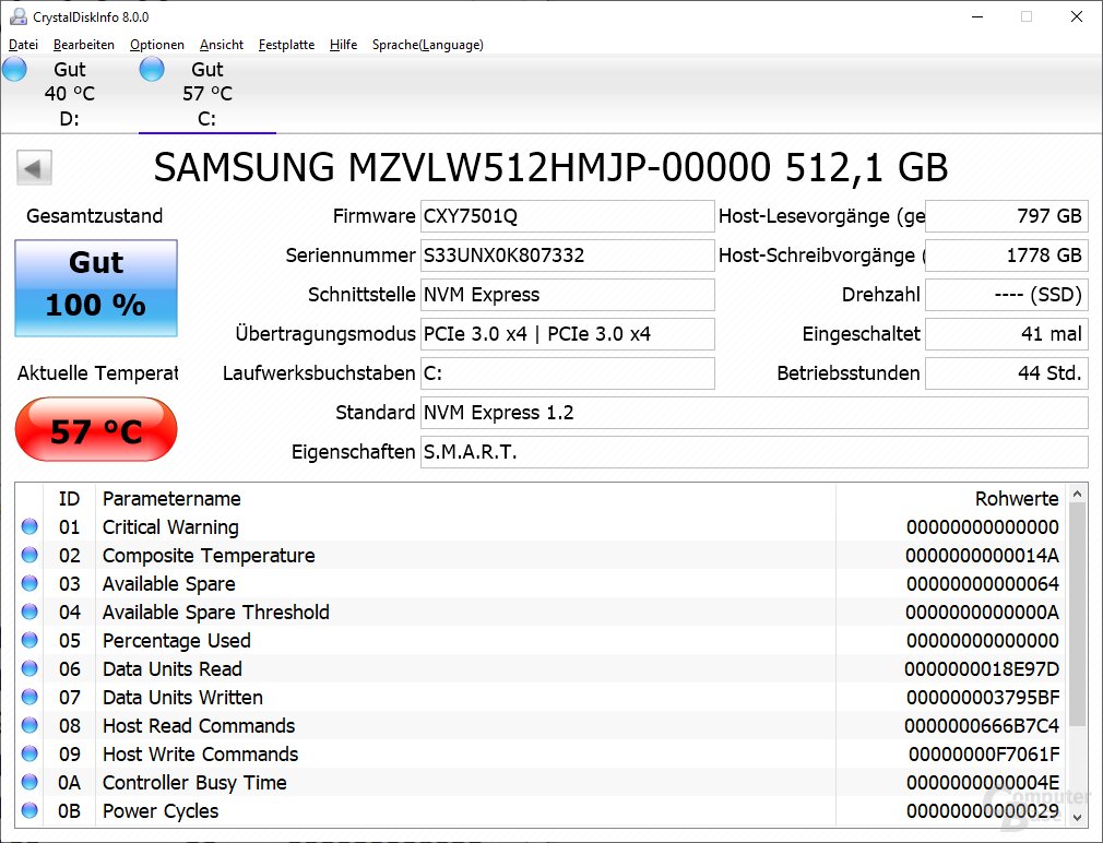 Die SSD im Testsystem ist 512 GB groß