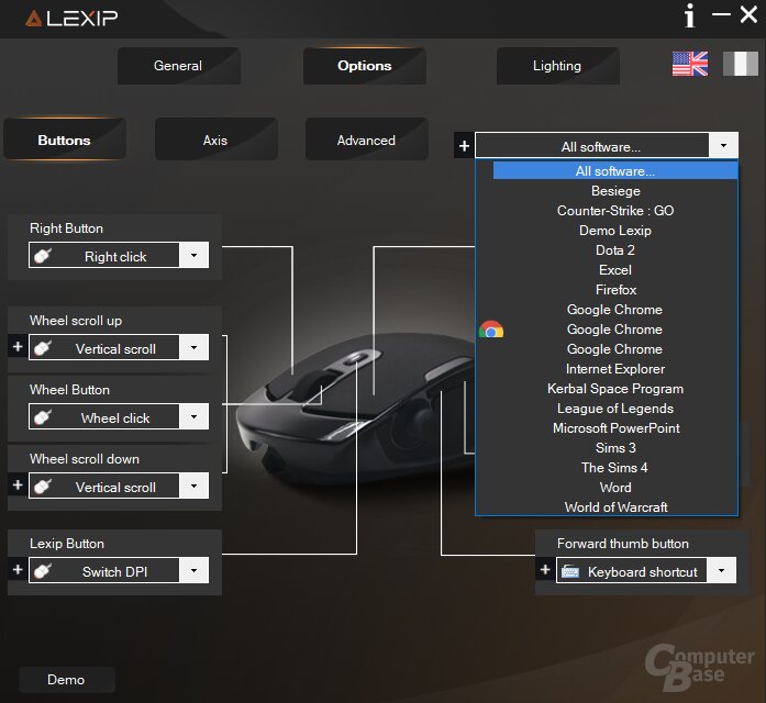 Lexip bietet eine Liste an vordefinierten Profilen an