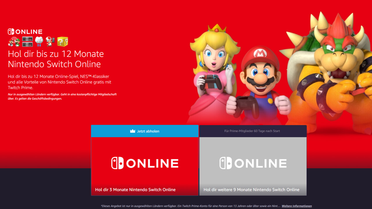 Twitch Prime: Ein Jahr Nintendo Switch Online kostenlos
