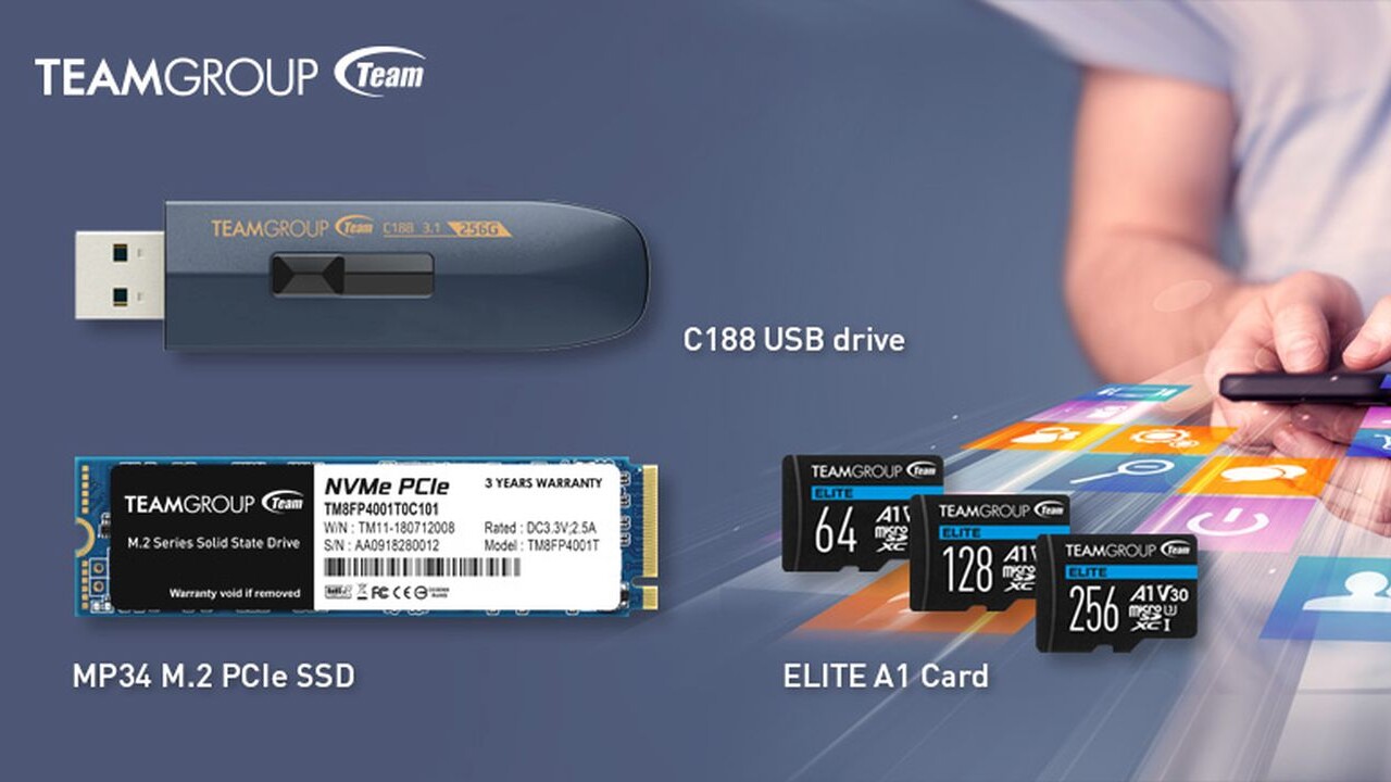 Team Group: Schnelle M.2‑SSD, microSDXC-Karte und leichter USB-Stick