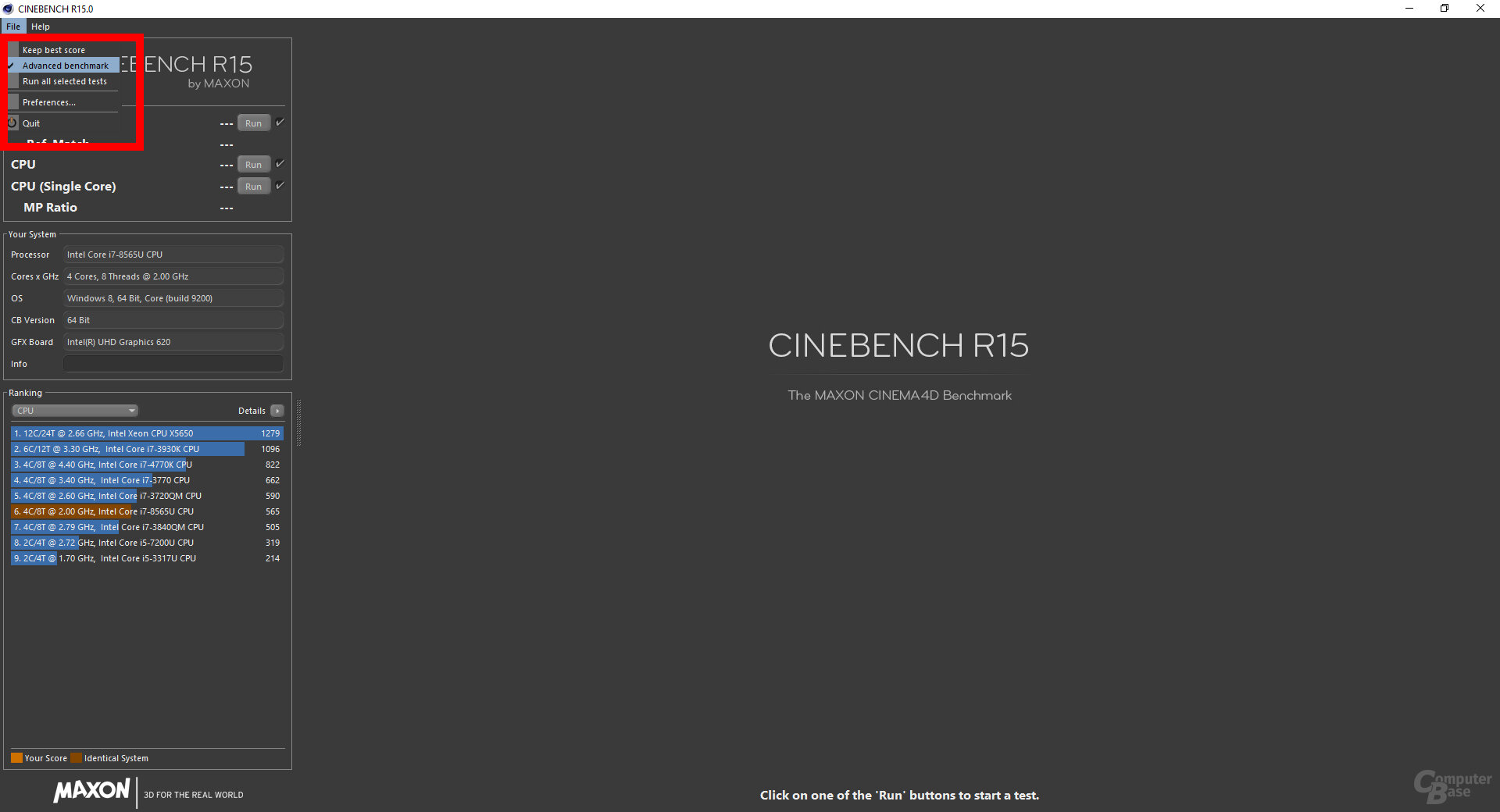 Cinebench R15/R20 Advanced Benchmark