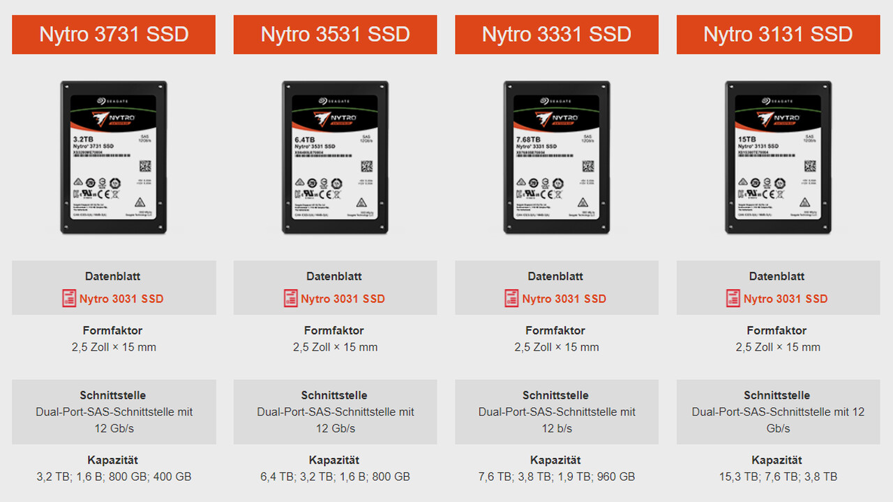 Enterprise-SSDs: Seagate Nytro 3731, 3531, 3331 und 3131 entdeckt