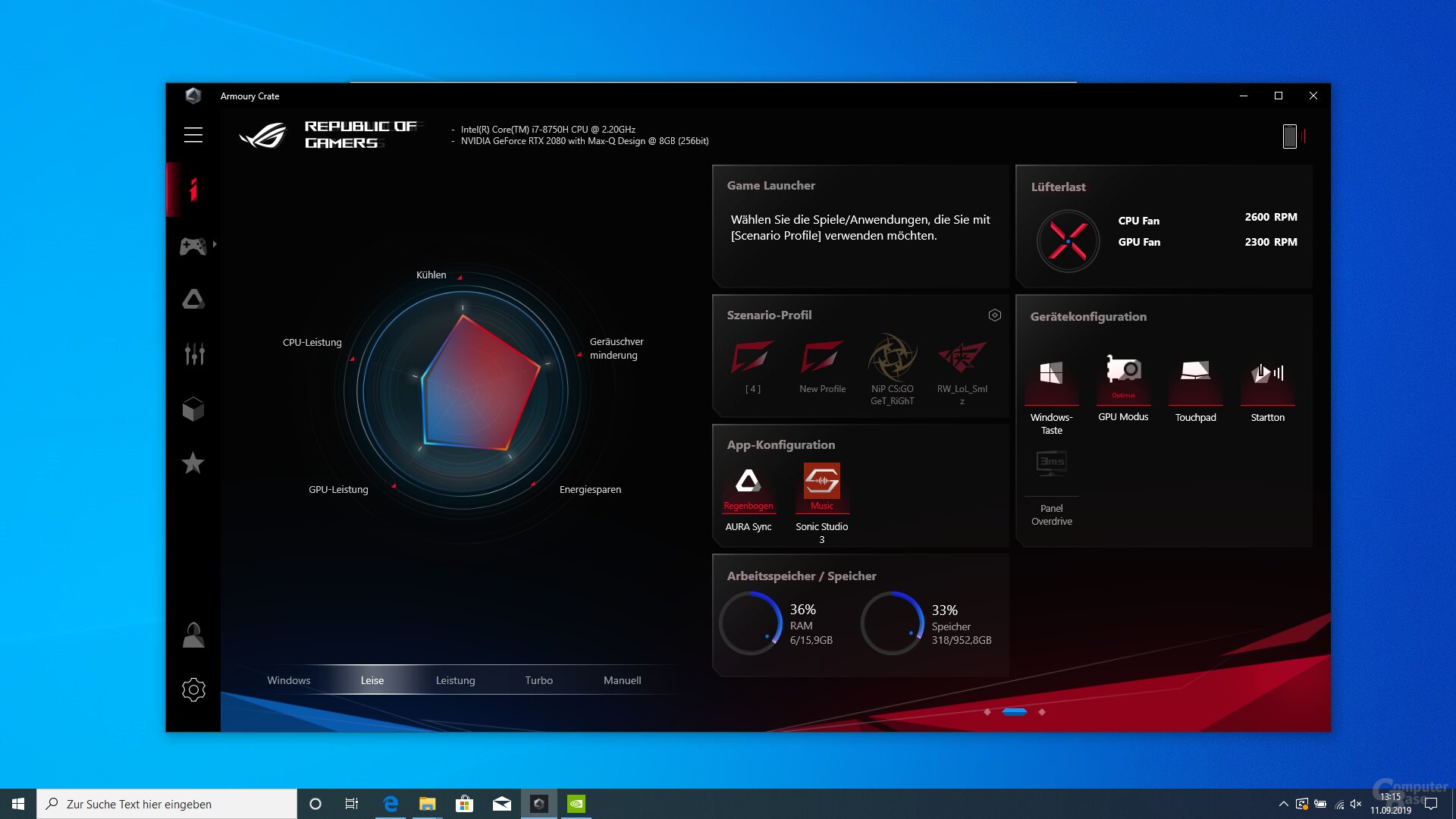CPU- und GPU-Leistungseinstellungen in Armoury Crate