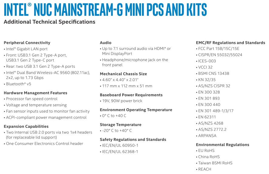 Intel NUC 8 Mainstream-G (Islay Canyon)