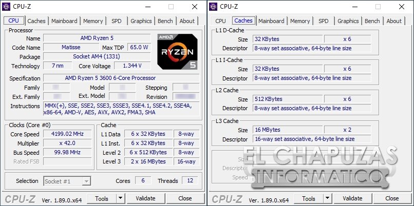 AMD Ryzen 5 3600 in CPU-Z
