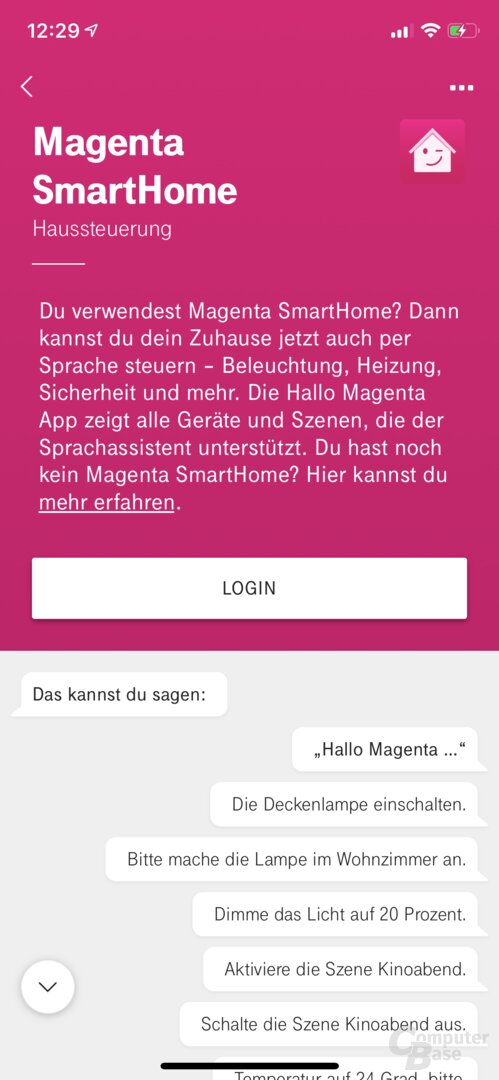 Hallo-Magenta-App: Verbindung zu Telekom SmartHome einrichten